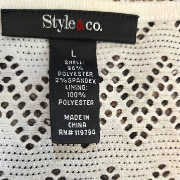 EC STYLE & CO GEOMETRIC PRINT EYELET TEXTURED SHIRT SZ. L - Picture 4 of 4